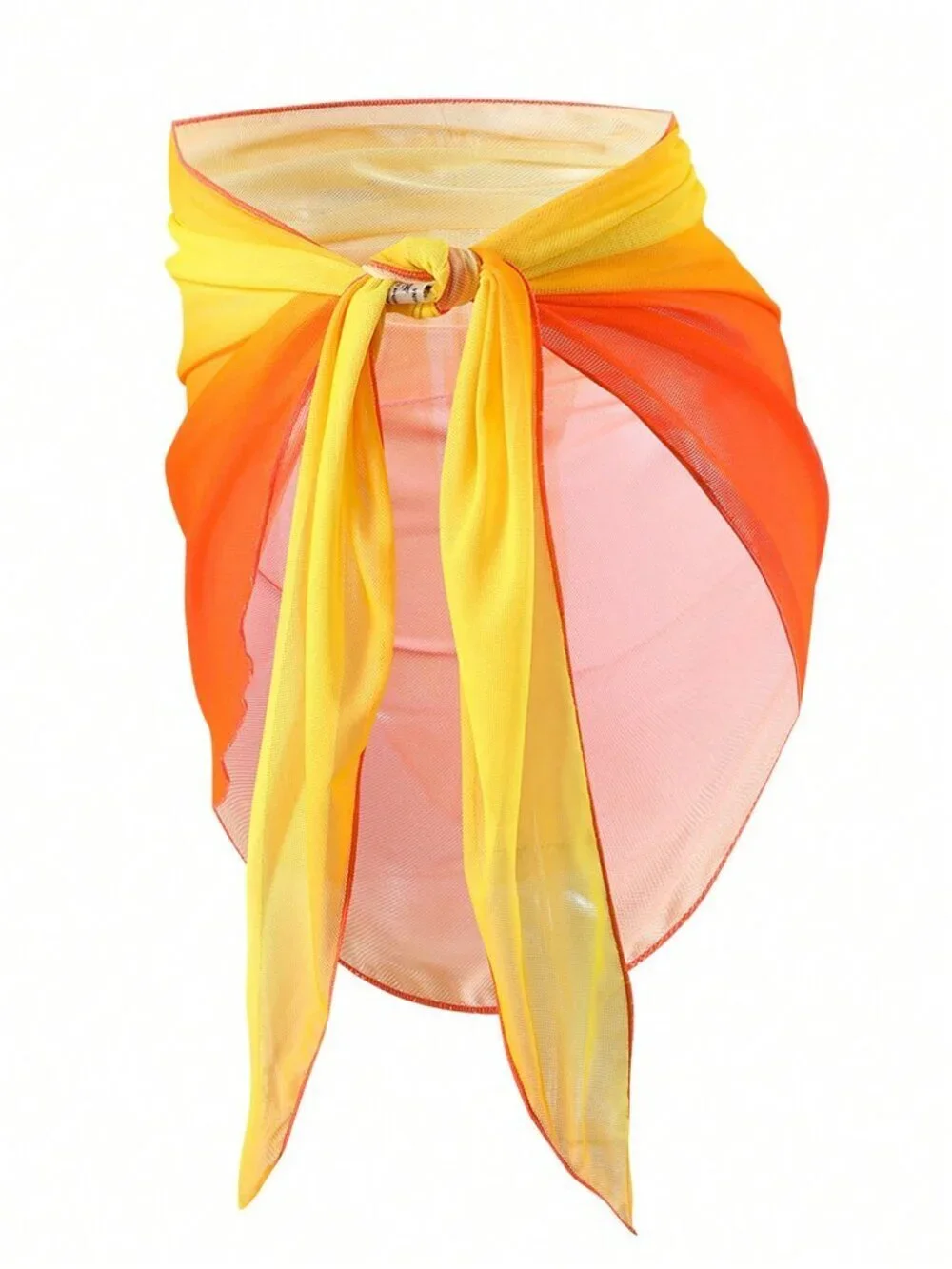 Orange Women's Ombre Mesh Tie-Up Cover-Up Skirt